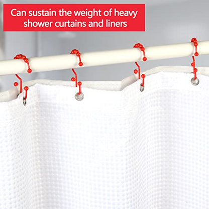 Shower Curtain Hooks,304 Stainless Steel Shower Rings for Bathroom,Double Glide Shower Hooks for Bathroom Shower Curtain Rods Curtains,Set of 12 Hooks,Red（Shower Curtain Hooks Style A ） - color: Red（shower Curtain Hooks Style a ）