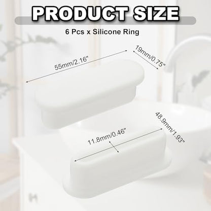 uxcell 6Pcs Sink Overflow Ring, Universal Sink Overflow Drain Cover, Insert in Hole Silicone Cap Oval Caps for Bathroom Kitchen Basin Wash Basin, White