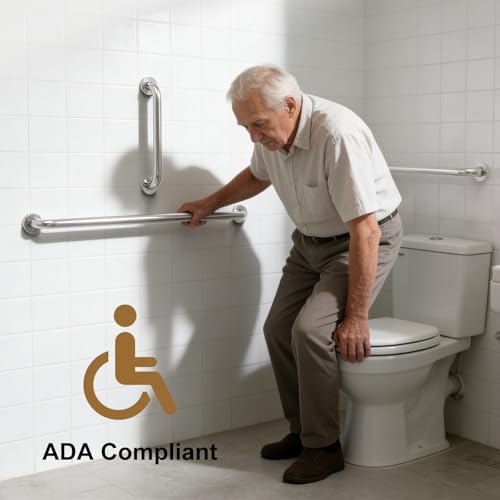 Grab Bar Bundle for Commercial Residential Restrooms - ADA Compliance - 304 Silver Stainless Steel -1.5" Diameter - 18", 36", 42" - Pack of 3 - color: Silver