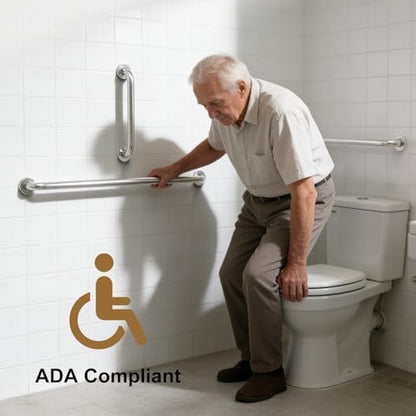 Grab Bar Bundle for Commercial Residential Restrooms - ADA Compliance - 304 Silver Stainless Steel -1.5" Diameter - 18", 36", 42" - Pack of 3 - color: Silver