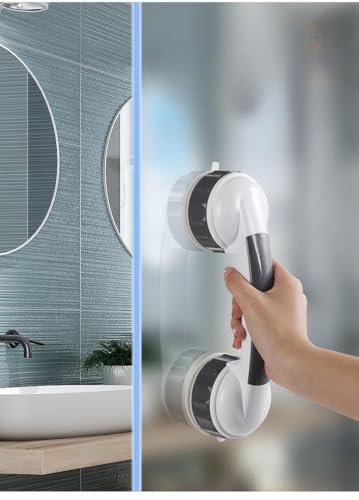 2Pack of 3Inch with Twist for Stronger ADA Shower Handles for Elderly Suction Shower Grab Bars for Seniors Handicap Safety Handrail for Bathtubs Safety Shower Grab Bars