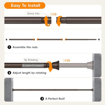 Bronze Shower Curtain Rod, Shower Tension Rod Adjustable 30 To 76 Inch,Shower Curtain Rods Spring Tension For Bathroom No Drilling No Rust - color: Brown, size: 30-76"