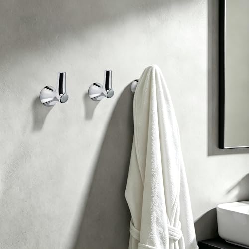 AVICCI 5 Pack Towel Hooks Polished Chrome Coat Hooks, Zinc Alloy Heavy Duty Bathroom Hooks Wall Mounted for Robes & Towels Hand Towel Hook Holder Kitchen, Bathroom Accessories - color: Polished Chrome