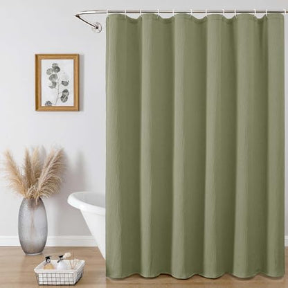 Aiyufeng Fabric Green Long Shower Curtain for Bathroom, 3D Textured Pattern Shower Curtain Hotel Spa Quality, Boho Bathroom Curtain Modern Style Soft Cloth Luxury, Machine Washable,72x84 Inches - color: Green, size: 72"W x 84"L (Pack of 1)