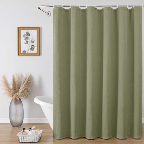 Aiyufeng Fabric Green Extra Long Shower Curtain for Bathroom, 3D Textured Shower Curtain 96 Inch Long Soft Cloth & Hotel Spa Quality, Large Hotel Bathroom Curtain Boho Style, 72x96 Inches - color: Green, size: 72"W x 96"L (Pack of 1)