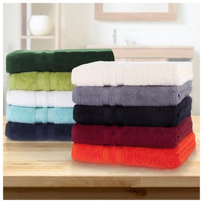 Superior Ultra-Soft Cotton Towel Set, 4 Bath Towels, 4 Hand Towels, 4 Face Towels/Washcloths, Quick-Dry, Shower, Spa Basics, Essentials, Solid, Double Line Dobby Border, 12 Piece Set, Silver