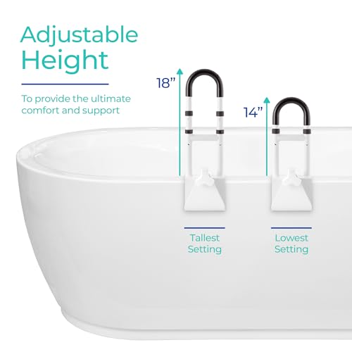 Modern Innovations Adjustable Bathtub Grab Bar, Safety Bath & Shower Grab Bars for Elderly Seniors, Handicap Grab Bars (300lb Weight Limit), Bathroom Grab Bars for Seniors with Adjustable Handles