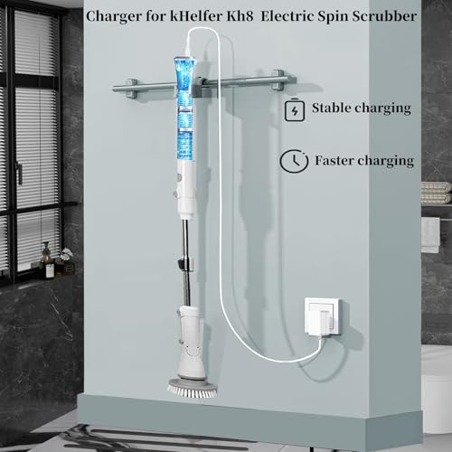 Charger for kHelfer Kh8 Electric Spin Scrubber,Compatible with kHelfer Kh1 Pro Kh2 Pro KH8W KH8B KH8G Electric Spin Scrubber Power Adapter Cord