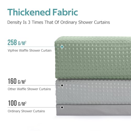 3 in 1 Shower Curtain Set, Waffle Shower Curtain and Liner Set with 6 Double Sided Shower Curtain Hooks, 258GSM Luxury Weighted Cloth Shower Curtain for Shower Stall, 36 W x 72 H, Sage Green - color: Sage Green, size: 36"W x 72"L (Pack of 1)