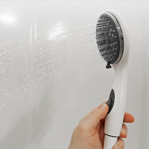 Dura Faucet DF-SA432-WT RV Handheld Shower Wand (White) | RV handheld shower wand with water-saving control. Fits standard RV shower hoses. White finish. - color: White, size: Shower Wand