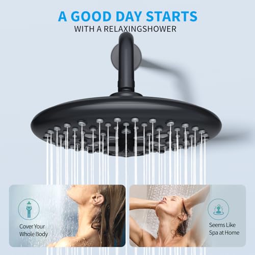 EMBATHER 10'' Shower System with Handheld & Trim Kit, Matte Black | 2-IN-1 Shower Faucet Set, 3-Mode Shower Head, 8-Setting Handheld Spray, Pressure-balanced Valve & Trim Kit - color: Matte Black, size: 10 Inch