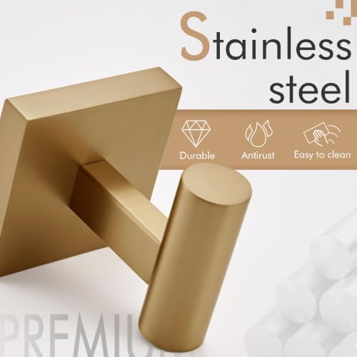 KOKOSIRI Robe Hooks for Bathrooms Towel Hook, Wall Mounted Coat Hooks Bathroom Hardware 2 Pack Champagne Bronze Stainless Steel B1013CPG-P2 - color: Champagne Bronze, size: 2 Pack