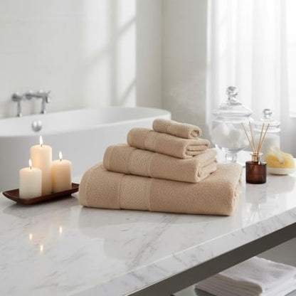 BAGNO MILANO Turkish Towels Hotel-Spa Towel Set, 100% Turkish Cotton | Ultra Soft Plush Absorbent Towels Set (Latte, Towel Set of 6) - color: Latte, size: Towel Set of 6