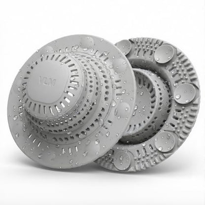 VLM 2 Pack Shower Hair Drain Catcher, Collapsible Silicone Hair Catcher Shower Drain with 8 Suction Cups - Drain Hair Catcher for Bathtub, Shower, Laundry, Sink,with Large Size - color: Grey Collapsible Style