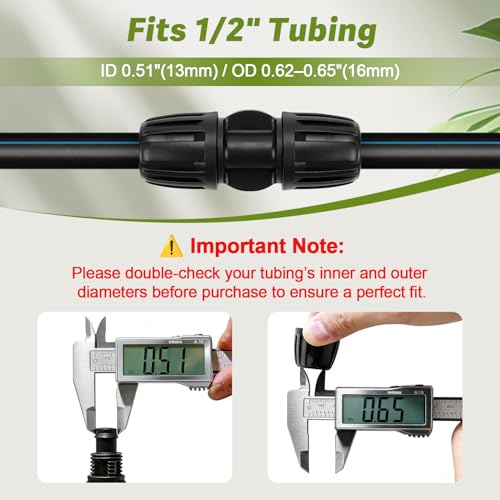 12 Pack 1/2 Inch Drip Irrigation Coupling Fittings (1/2" ID x 0.6-0.65" OD), 1/2'' Dripline Barbed Coupler Connectors with Anti-Drop Lock Nuts for Garden Lawn Irrigation System Connection - size: 1/2" Nut Coupling-12P
