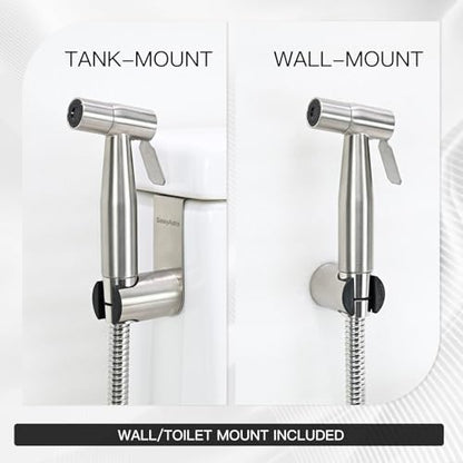 Handheld Toilet Bidet Sprayer — Adjustable Water Pressure, with Hose, Feminine & Pet Wash Kit, Bathroom Hygiene Attachment for Cloth Diaper Cleaning (Quick Install, Stainless Steel) 2Pack - color: Stainless Steel, size: 2 Pack