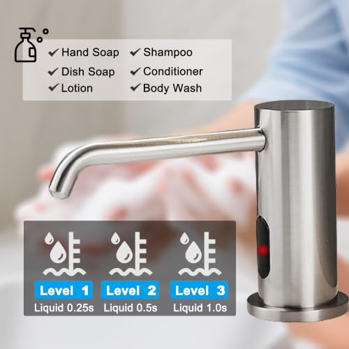 Automatic Soap Dispenser Touchless Liquid Built in Electric Soap Dispenser | Built In Sink Electric Liquid Dispenser Comes With Bottle and Pump Suitable For Household And Commercial Daily Use - color: Liquid-brushed Nickel