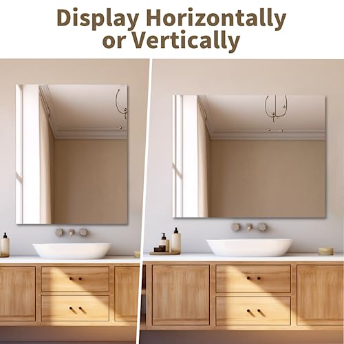 Bathroom Vanity Mirror 18"x24" Frameless Wall Mirror Shatterproof | Modern Wall Mount Vanity Mirror, Hangs Horizontally or Vertically, for Over Sink, Living Room, Bedroom, Upgraded Packing - size: 24"L x 18"W