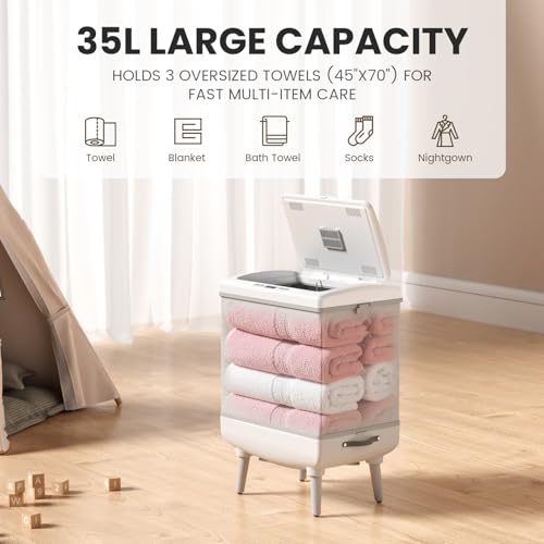 AGLUCKY Foldable Towel Warmer, 35L Large Capacity PTC Heater | Aromatherapy & Heat/Delay Timer, Fits Up to Three Oversized 45"x70" Towels, ETL Certified Towel Dry for Home Spa