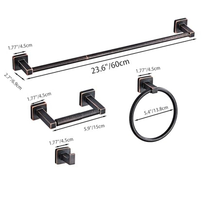 Bathroom Hardware Set 4 Pieces,Oil Rubbed Bronze Bathroom Accessories Set Stainless Steel Wall Mounted, Hand Towel Bar, Towel Ring, Robe Towel Hooks,Toilet Paper Holder,Towel Bar Set, 23.6 Inch - color: Oil Rubbed Bronze, size: 23.6Inch