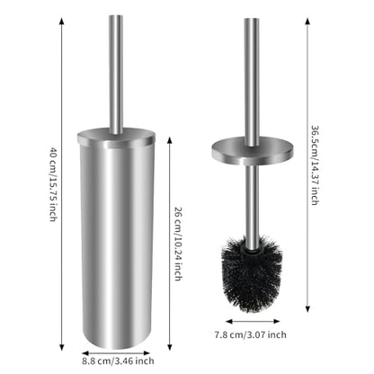Stainless Steel Toilet Brush with Holder Set for Bathroom Storage and Organization Toilet Bowl Cleaner Brush and Holder (1, Silver) - color: Silver