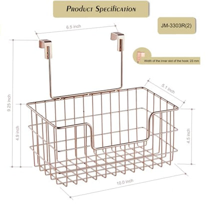 JUNCHU CHERRY Wire Hanging Storage Basket 2 Packs, Wall Mounted Kitchen Bathroom Storage Basket, Home Multi-Functional, no Punching, Bearing Strong, Suitable for Home, Office,Rose Gold - color: Rose Gold