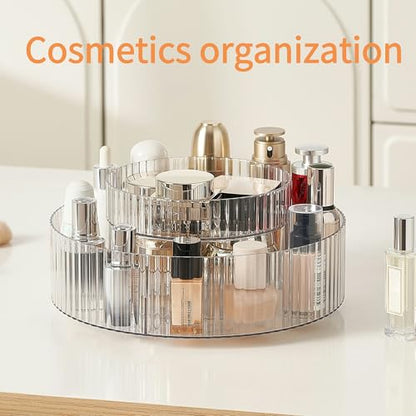 vacane Plastic Lazy Susan Organizer,2 Tier Rotating Storage Turntable for Cabinet Clear Spice Rack,Makeup Spinning Organizer,Countertop Organizer for Kitchen,Pantry,Bathroom,Office - size: 11 Inch | 2 Tier