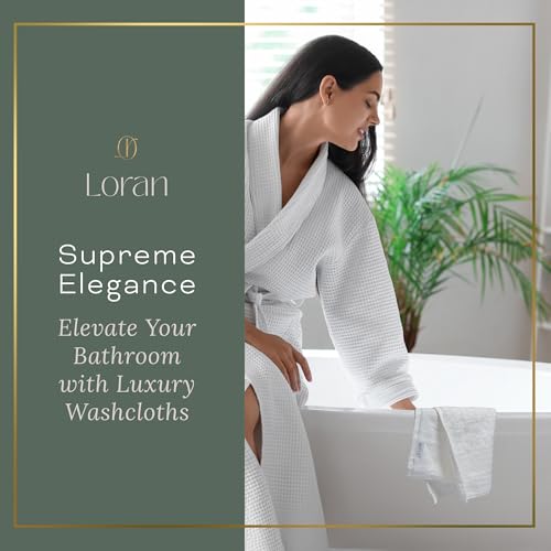 White Extra Large Washcloths Set of 6 Soft Body Cloths 13” x 13” 70% Viscose Derived from Bamboo, 30% Cotton Spa-Like Feel Silky for Skin Cleansing - color: White