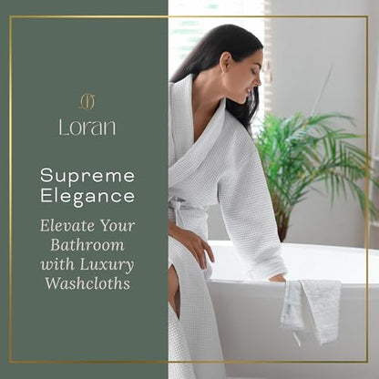 White Extra Large Washcloths Set of 6 Soft Body Cloths 13” x 13” 70% Viscose Derived from Bamboo, 30% Cotton Spa-Like Feel Silky for Skin Cleansing - color: White