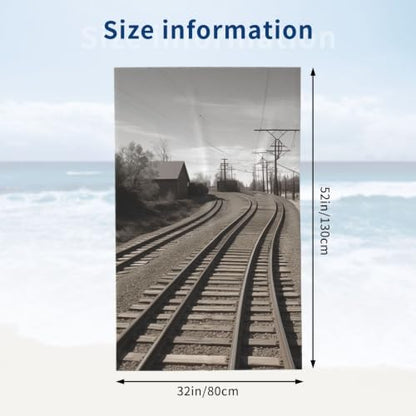 Train Track Bath Towel Super Absorbent Beach Towels Microfiber Bathroom Towel 32 x 52 Inch - color: Train Track