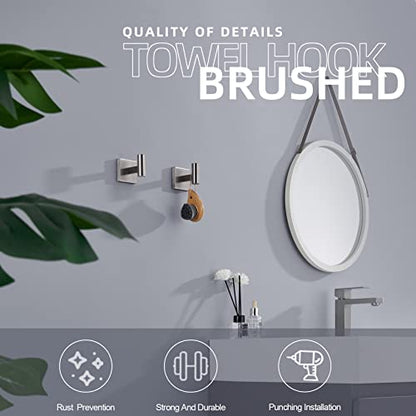 KOKOSIRI Robe Hook Bathroom Towel Coat Hooks for Bath Kitchen Wall 2 Pack Brushed Nickel Stainless Steel B1013BR-P2 - color: Brushed Nickel, size: 2 Pack