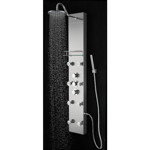 Blue Ocean SPS8801 series Shower Panel Tower with Rainfall Shower Head and Spout (57 inch Stainless Steel) - style: 57 inch Stainless Steel