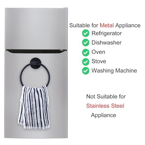Magnetic Towel Ring Holder Hand Towel Rack for Kitchen Appliances | Securely Holds Damp Towels On Metal Appliances With A Rotatable Ring And Protective Magnet Design That Prevents Scratches.