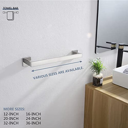KOKOSIRI 16-Inch Single Towel Bar, Bathroom Kitchen Towel Holder, Wall Mounted SUS304 Stainless Steel Towel Rack, Polished Chrome, B4003CH-L16 - color: Polished Chrome, size: 16-Inch