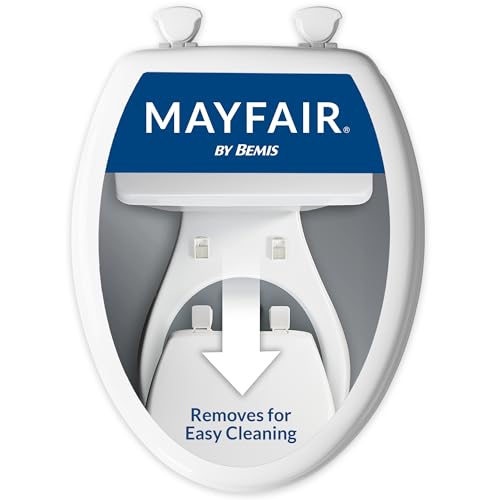 Mayfair Athens Toilet Seat, Easy Clean Hinges and Durable Wood Seat, Elongated, White - size: Elongated