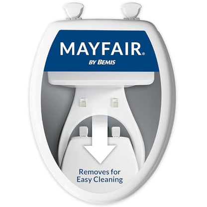 Mayfair Athens Toilet Seat, Easy Clean Hinges and Durable Wood Seat, Elongated, White - size: Elongated