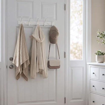 WEBI Coat Rack Wall Mount,Coat Hooks Wall Mounted,Coat Hanger Wall Hook Rack,5 Hooks for Hanging Coats,Hats,Jacket,Clothes,White - size: 5 Hooks