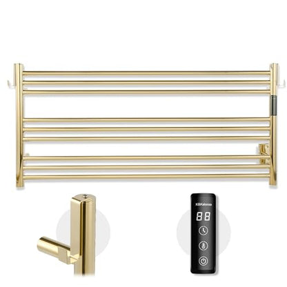 K&KALONZO Wall-Mounted 9-Bar Heated Towel Rack, Fast Heat in 2 Min, NTC Safety - color: Polished Gold, size: H 19.7 x W 41.9