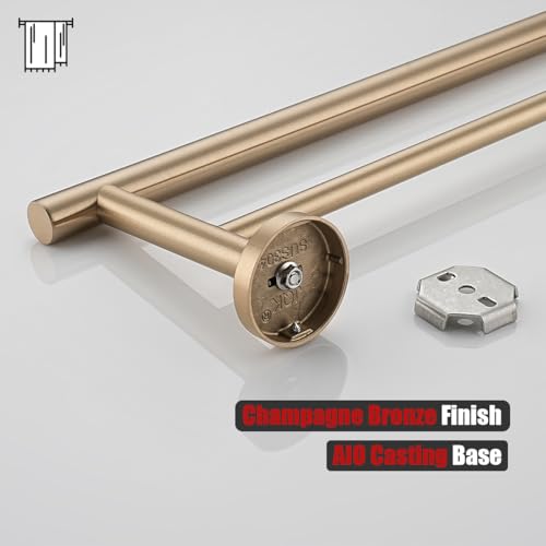 JQK Double Towel Bar Champagne Bronze, 20.5 Inch 304 Stainless Steel Thicken 0.8mm Towel Rack Bathroom, Towel Holder Wall Mount, Useable Length 18 Inch, TB100L18-CB - color: Champagne Bronze, size: 20.5 Inch