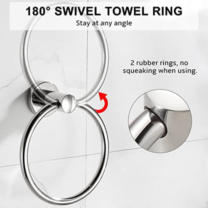 BGL Towel Ring for Bathroom, 2 Pack Stainless Steel 304 Polished Chrome Plated Wall Mount Towel Holders - color: Polished Chrome(2pack)