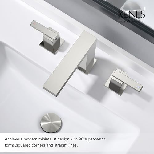 Brushed Nickel 8 Inch Widespread Bathroom Faucet 2 Handle 3 Hole | Bathroom Sink Faucet with Pop Up Drain & Supply Lines, Lead-Free cUPC & NSF Certified, 8 Inch Faucet for Vanity Restroom Sink - color: Brushed Nickel