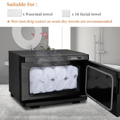Hot Towel Warmer, 8L Facial&Spa Towel Warmer Auto Reheat, Black | Fast Heating, Hot Towel Cabinet for Estheticians, Professional Towel Warmer for Spa, Salon, Beauty, Barber, Massage, Home