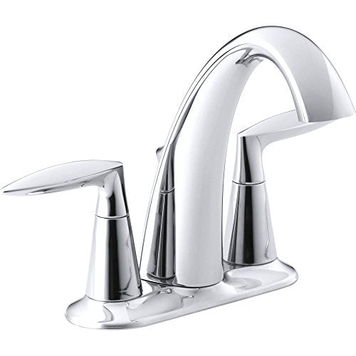 KOHLER 45100-4-CP Alteo Centerset 4 inch Bathroom Faucet with Pop-Up Drain Assembly, 2-Handle Bathroom Sink Faucet, 1.2 gpm, Polished Chrome - color: Polished Chrome