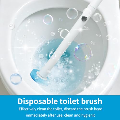 IwIeIaIrI Disposable Toilet Brush and Holder Set with 48 Refills, Square | Wall mount holder design, cleaning wand removes limescale for bathroom & bathtub sanitation. - color: White Handle