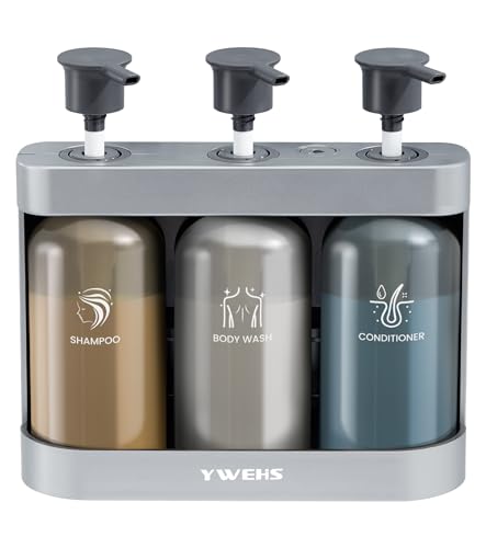 Shampoo and Conditioner Dispenser Shower Soap Dispenser 3 Chamber No Drill Shampoo Dispense for Shower Wall Mounted Shower Shampoo Dispenser 3 Chamber for Bathroom Hotel 3 * 13.37 fl.oz Sliver - color: Sliver-3