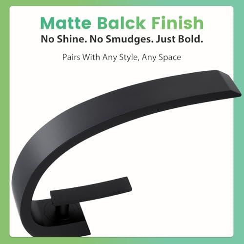 Modern Matte Black Bathroom Sink Faucet, Single Hole with Deck Plate | Premium Solid Brass, NSF Certified, Single Handle, Fits 1 or 3 Hole with Supply Lines, for RV, Farmhouse & Commercia - color: Black