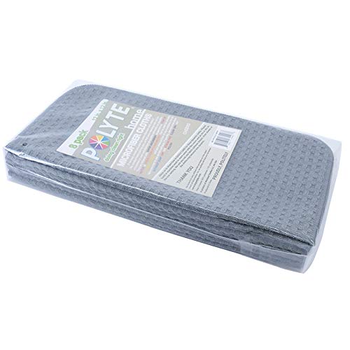 POLYTE Ultra Premium Microfiber Kitchen Dish Cloth Waffle Weave, 8 Pack (12x12 in, Gray) - color: Gray, size: 12x12 in