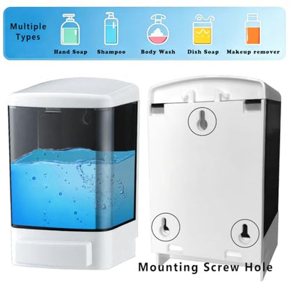 Manual Soap Dispenser Wall Mounted, 33.8oz, Bathroom Kitchen Commercial | Leak-proof Nozzle, Thin & Thick Soap Compatible, Easy to Install & Refill, Soap Level Visibility, Big Capacity, Black - color: White&black
