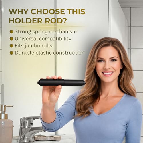 Black Toilet Paper Holder Spring Rod | Toilet Paper Roller Replacement | 6 Inch Toilet Paper Holder Replacement Rod | Durable Plastic Spindle – Fits All Standard Tissue Rolls
