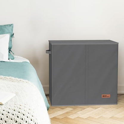 Simple Houseware Double Laundry Hamper with Lid & Removable Bags, Dark Gray | Heavy Duty 600D Polyester, Water-Resistant Surface - color: Dark Grey